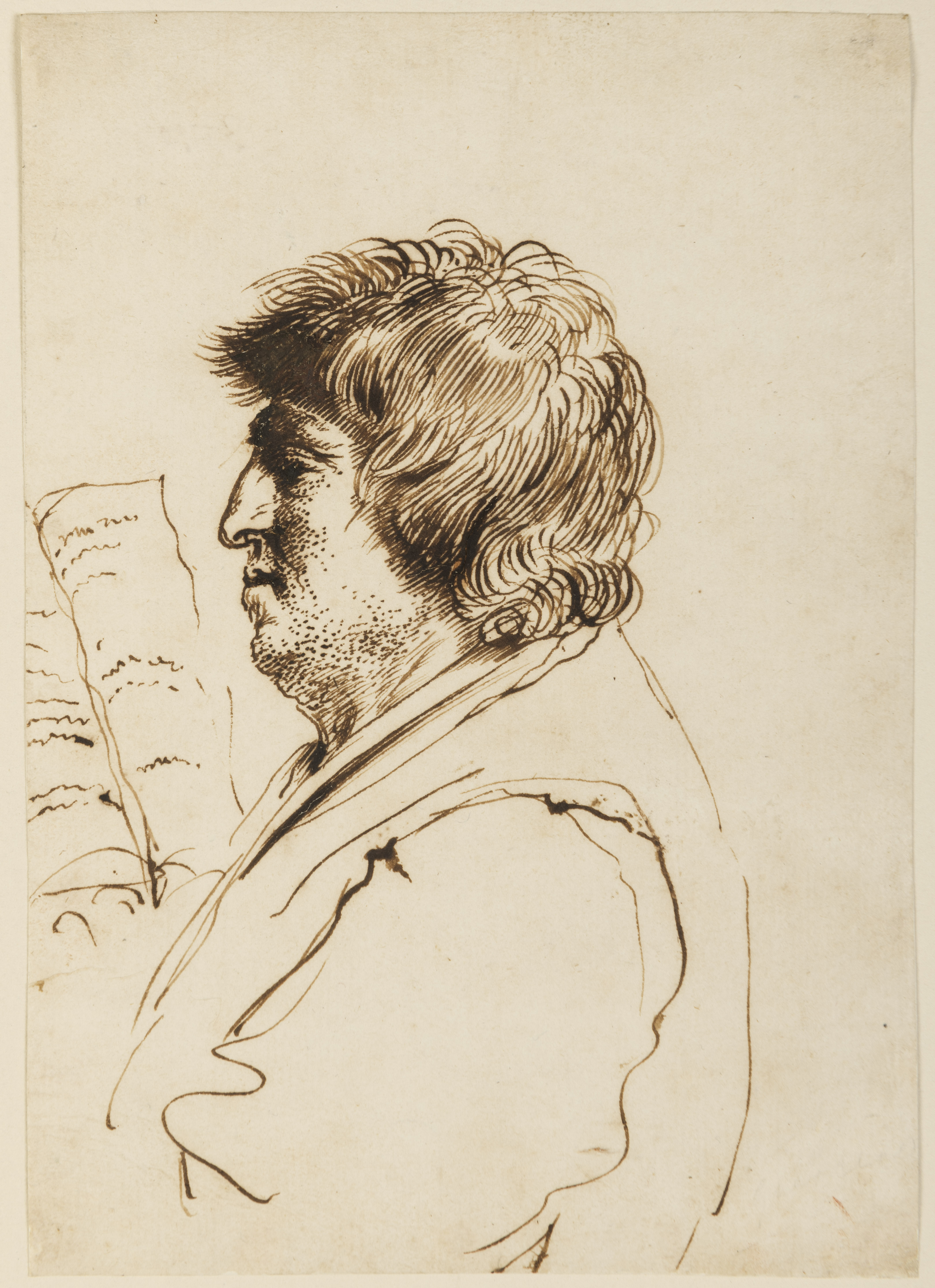 A Man Reading a Book, in Profile to the Left